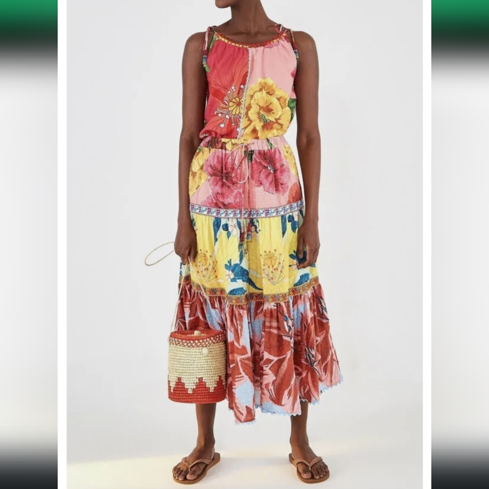 Farm Rio Mixed Garden Maxi Skirt Size  L (NWT)